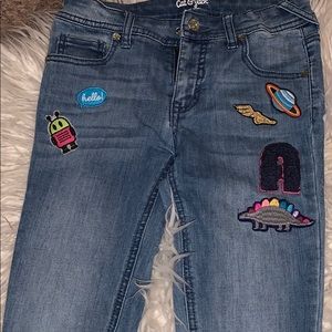 Cat & Jack Blue Jeans with Embroidered Patches